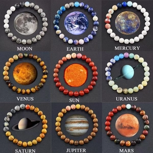 Solar System eight planets natural stone beaded bracelets collection for men and women