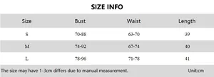 Detailed size information chart for irregular patchwork lace-up off-shoulder top for women