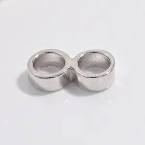 Polished S925 sterling silver double-loop figure-8 spacer bead connector for DIY jewelry