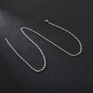 Polished stainless steel square pearl chain necklace for men with lobster clasp closure