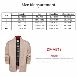 Tabella taglie cardigan uomo con misure in cm e pollici per una vestibilità perfetta