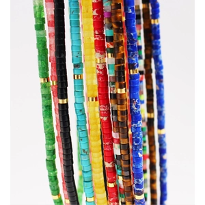 Colorful natural stone beaded necklace with tiger eye and gold plated spacers