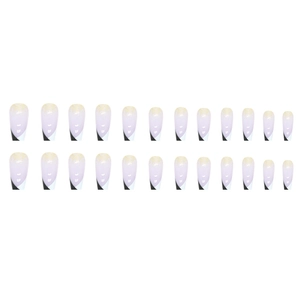 Faux ongles ombrés violets avec paillettes dorées et motifs géométriques, kit de 24