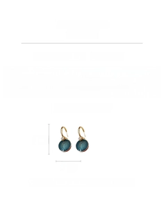 Detail view of vintage flower earrings with teal enamel, zircon inlay and size measurements
