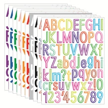 Colorful 1-inch vinyl letter and number stickers showing multi-color stacked design