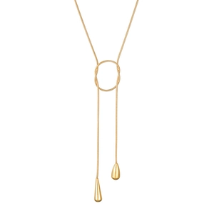 Elegant 18K gold plated stainless steel Y-shaped necklace with water drop tassels