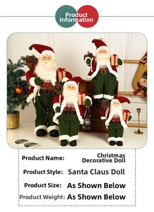 Detailed size comparison of festive Santa dolls in various heights for home decoration