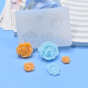 3D rose flower silicone mold for cake decorating and handmade DIY soap with 6 sizes