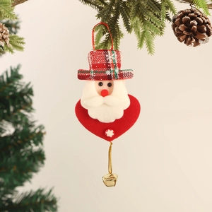 Ornamento natalizio da appendere con Babbo Natale, campanellino e cordoncino rosso