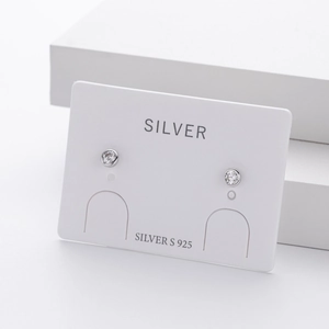 Macro view of S925 sterling silver stud earrings with round cubic zirconia stones