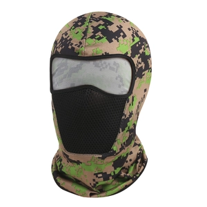 Detail of python pattern sunmask featuring breathable mesh on nose and eye sections