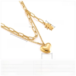 Detailed size chart of double-layer stainless steel heart and girl pendant necklace