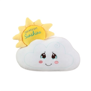 Cute white cloud and yellow sun plush pillow with YOU ARE MY SUNSHINE embroidery