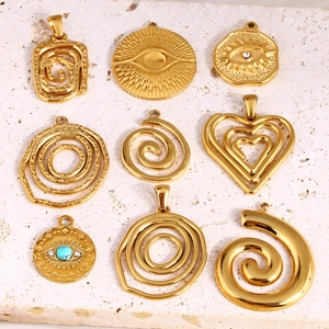 Stainless Steel Charms Pendants Gold Plated Evil Eye Heart Spiral Geometric Waterproof Hypoallergenic For DIY Jewelry Making