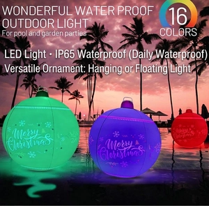 Inflatable 60cm LED Christmas ball with 16 colors and IP65 waterproof outdoor decor