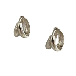 Minimalist 925 sterling silver geometric cross hoop earrings in polished silver finish