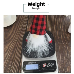 Christmas red black plaid gnome plush doll showing a lightweight weight of 110g