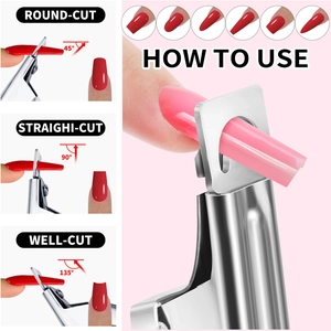 3-way stainless steel nail clipper for acrylic extensions showing three cutting angles