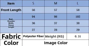 Detailed size chart for solid short sleeve knit top showing length and bust measurements
