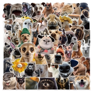 50 Pièces Autocollants Animaux Laids et Drôles PET Imperméable DIY Décalcomanies pour Ordinateur Portable Valise Autocollants Décoratifs