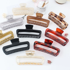 Large Square Hair Claw Clips Hollow Rectangular Matte Glossy Leopard Print PC Plastic Hair Clips For Women
