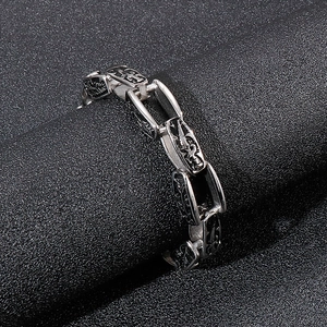 Vintage punk stainless steel bracelet for men with gothic cross pattern links