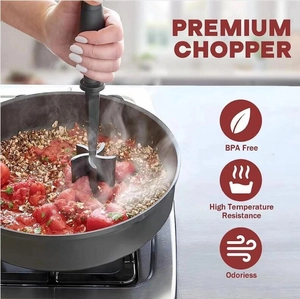 Premium black meat chopper tool in use, heat resistant and BPA-free material