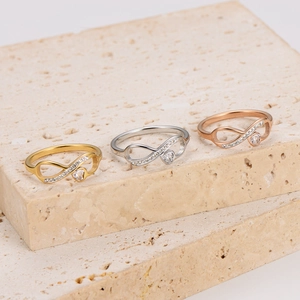 304 Stainless Steel Infinity Heart Ring Gold Silver Rose Gold Zirconia Inlaid Stackable Finger Ring For Women Jewelry Gift