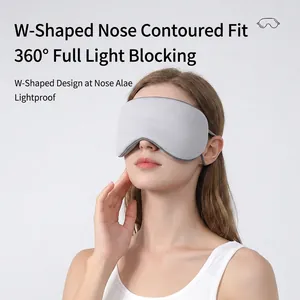 Breathable ice silk sleep mask with W-shaped nose design for 360 full blackout