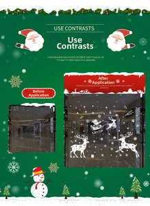 Detailed comparison of white Christmas reindeer and snowflake static window stickers