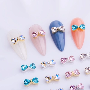 3D Bowknot Nail Art Charms Alloy Heart Rhinestone Decorations For DIY Manicure Accessories Shiny Jewelry
