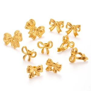 Elegant gold bow earrings made of durable stainless steel in various fashion designs