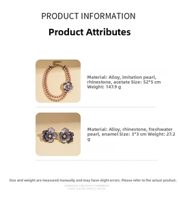 Détails de taille et poids du collier de perles double couche et des boucles d'oreilles