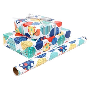Eco-friendly colorful balloon gift wrapping paper roll for birthday and holiday celebrations