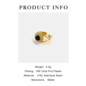 Detail specifications of 18K gold plated stainless steel ring with natural stone