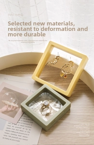 Macro detail of high-elastic PE film holding a ring and earrings in yellow and green boxes