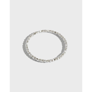 925 Sterling Silver Ring Minimalist Hammered Diamond Cut Shiny Thin Band Jewelry For Women Elegant Stackable