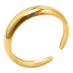 Minimalist adjustable open ring in 304 stainless steel with a sleek golden finish