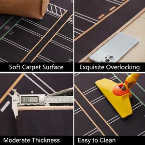 Race track pattern kids play mat showing 6mm thickness and durable hemmed edges