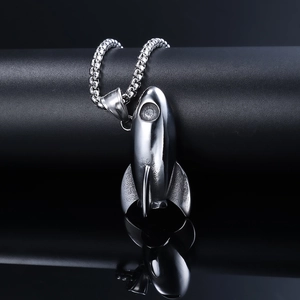 Creative Rocket Pendant Necklace Stainless Steel Punk Style Retro Space Geometric Hip Hop Jewelry For Men Women
