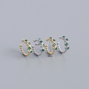 S925 sterling silver ear cuffs with green stones in gold and silver finish