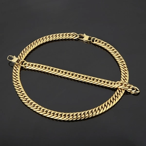 Men's Cuban Link Chain Necklace And Bracelet Stainless Steel Hip Hop Jewelry Fashion Cool Style