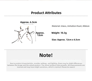 Détails des dimensions des boucles d'oreilles nœud avec perles et rubans de soie