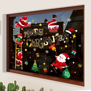 Stickers de fenêtre de Noël avec Père Noël pour décoration festive de vitres en verre