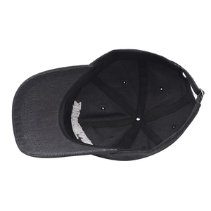 Detailed interior view of the washed cotton baseball cap with sweatband and stitching