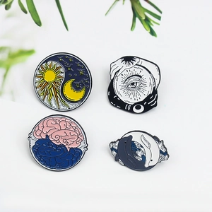 Artistic Alloy Enamel Pin Sun Moon Brain Whale Eye Brooch Badge For Backpack Clothes Accessory