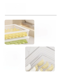 Detail of multi-layer dumpling box with anti-stick wave bottom and sealed lid for fridge