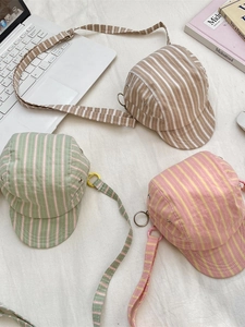 Hat Shaped Crossbody Bag Striped Canvas Mini Shoulder Purse For Women Casual Streetwear Novelty Fashion Design Pouch