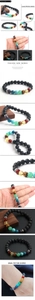Bracelet en pierre de lave chakra avec sept perles en pierre naturelle