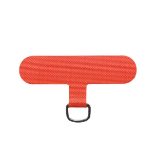 Universal red fabric phone lanyard patch with durable metal D-ring for secure phone attachment